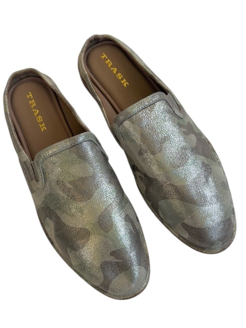 Like New TRASK Leather Ashley Metallic Camo Miles Size 9.5